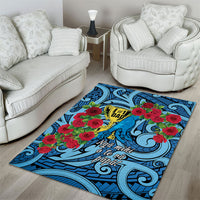 New Zealand Father's Day Area Rug Best Dad Trophy Red Rose Maori Pattern LT22 - Polynesian Pride