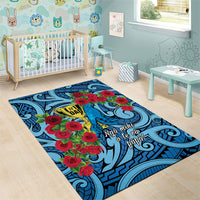 New Zealand Father's Day Area Rug Best Dad Trophy Red Rose Maori Pattern LT22 - Polynesian Pride