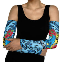 Personalised New Zealand Father's Day Arm Sleeves Best Dad Trophy Red Rose Maori Pattern LT22 - Polynesian Pride