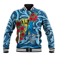 Personalised New Zealand Father's Day Baseball Jacket Best Dad Trophy Red Rose Maori Pattern LT22 Unisex Blue - Polynesian Pride