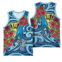 Personalised New Zealand Father's Day Basketball Jersey Best Dad Trophy Red Rose Maori Pattern LT22 - Polynesian Pride