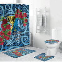 New Zealand Father's Day Bathroom Set Best Dad Trophy Red Rose Maori Pattern LT22 Bathroom Set (4 pcs) Blue - Polynesian Pride