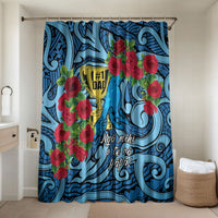 New Zealand Father's Day Bathroom Set Best Dad Trophy Red Rose Maori Pattern LT22 Shower Curtain Only Blue - Polynesian Pride