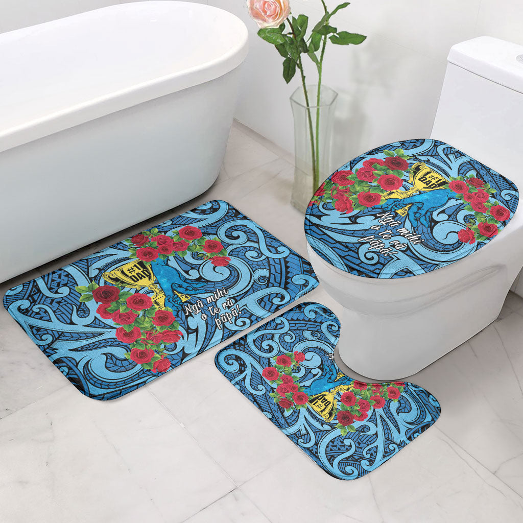 New Zealand Father's Day Bathroom Set Best Dad Trophy Red Rose Maori Pattern LT22 - Polynesian Pride