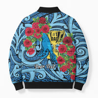 Personalised New Zealand Father's Day Bomber Puffer Jacket Best Dad Trophy Red Rose Maori Pattern LT22 - Polynesian Pride