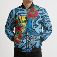 Personalised New Zealand Father's Day Bomber Puffer Jacket Best Dad Trophy Red Rose Maori Pattern LT22 - Polynesian Pride