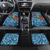 Personalised New Zealand Father's Day Car Mats Best Dad Trophy Red Rose Maori Pattern LT22 Set 4pcs Blue - Polynesian Pride