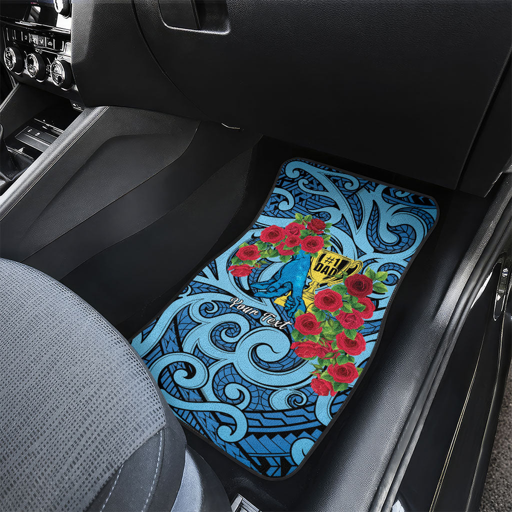 Personalised New Zealand Father's Day Car Mats Best Dad Trophy Red Rose Maori Pattern LT22 - Polynesian Pride