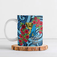 Personalised New Zealand Father's Day Ceramic Mug Best Dad Trophy Red Rose Maori Pattern LT22 Blue - Polynesian Pride