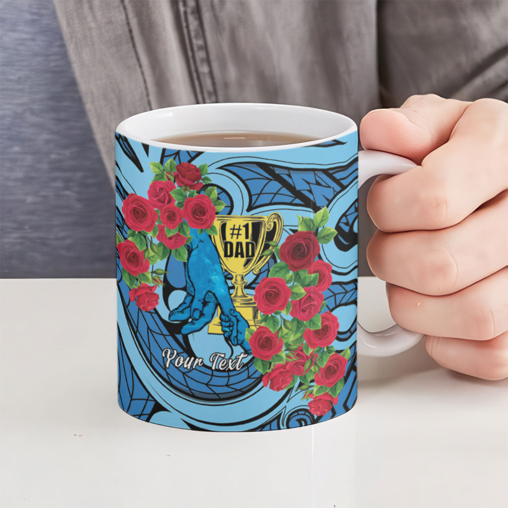 Personalised New Zealand Father's Day Ceramic Mug Best Dad Trophy Red Rose Maori Pattern LT22 - Polynesian Pride