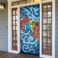 Personalised New Zealand Father's Day Door Cover Best Dad Trophy Red Rose Maori Pattern LT22 - Polynesian Pride