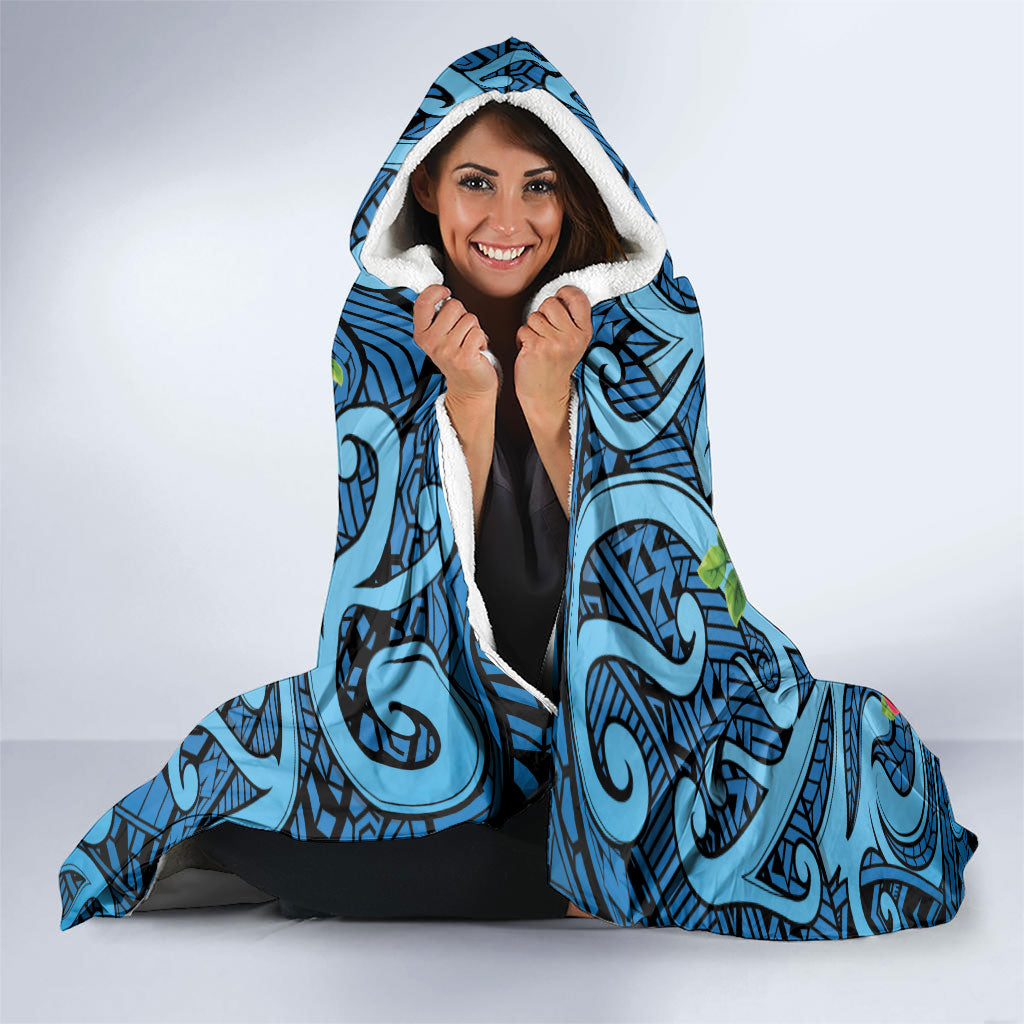 New Zealand Father's Day Hooded Blanket Best Dad Trophy Red Rose Maori Pattern LT22 - Polynesian Pride