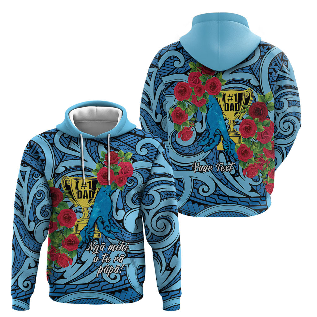 Personalised New Zealand Father's Day Hoodie Best Dad Trophy Red Rose Maori Pattern LT22 - Polynesian Pride