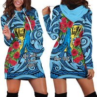 Personalised New Zealand Father's Day Hoodie Dress Best Dad Trophy Red Rose Maori Pattern LT22 - Polynesian Pride