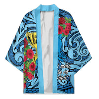 Personalised New Zealand Father's Day Kimono Best Dad Trophy Red Rose Maori Pattern LT22 Unisex Blue - Polynesian Pride