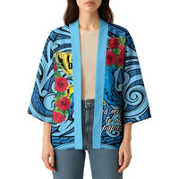 Personalised New Zealand Father's Day Kimono Best Dad Trophy Red Rose Maori Pattern LT22 - Polynesian Pride