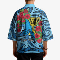 Personalised New Zealand Father's Day Kimono Best Dad Trophy Red Rose Maori Pattern LT22 - Polynesian Pride
