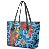 New Zealand Father's Day Leather Tote Bag Best Dad Trophy Red Rose Maori Pattern LT22 - Polynesian Pride