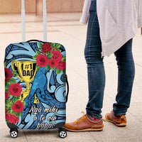 New Zealand Father's Day Luggage Cover Best Dad Trophy Red Rose Maori Pattern LT22 Blue - Polynesian Pride