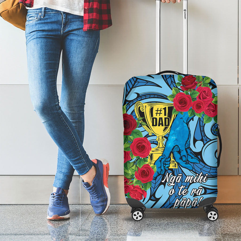 New Zealand Father's Day Luggage Cover Best Dad Trophy Red Rose Maori Pattern LT22 - Polynesian Pride