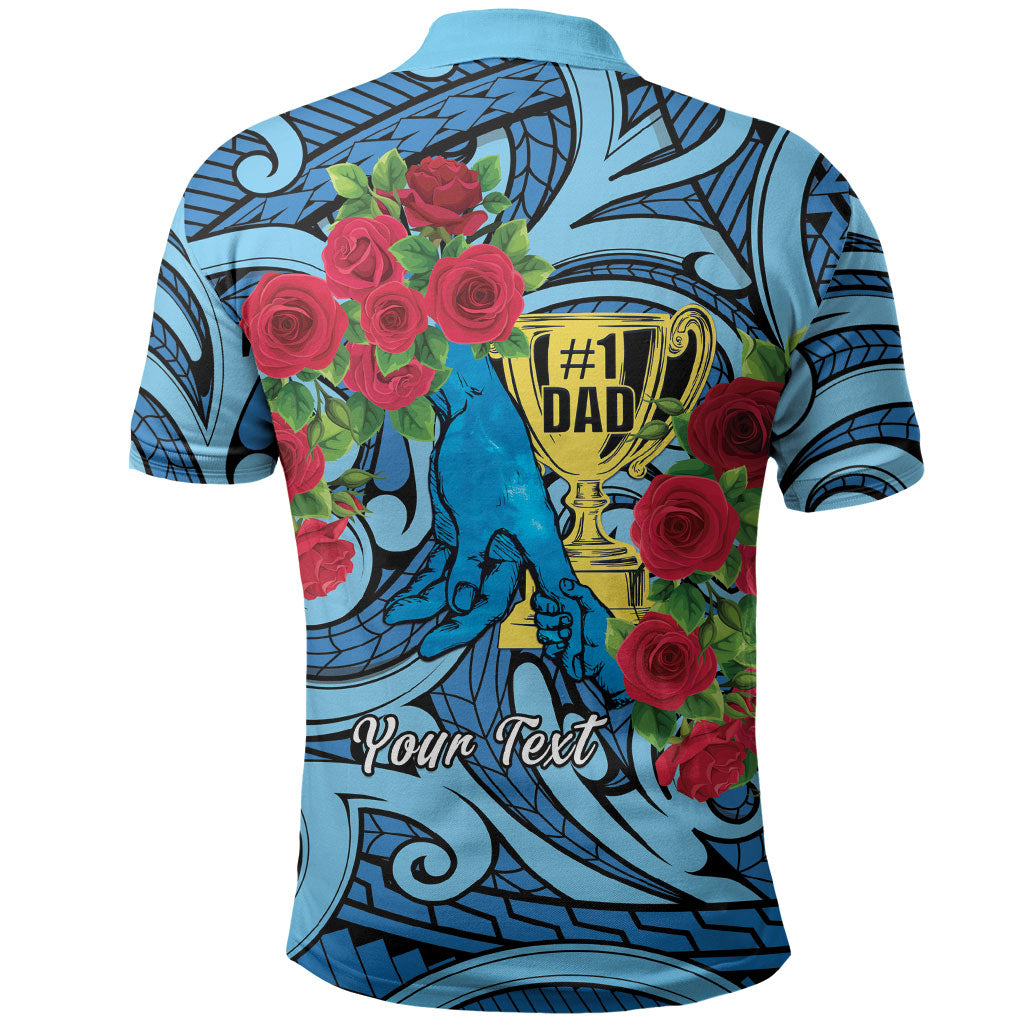 Personalised New Zealand Father's Day Polo Shirt Best Dad Trophy Red Rose Maori Pattern LT22 - Polynesian Pride