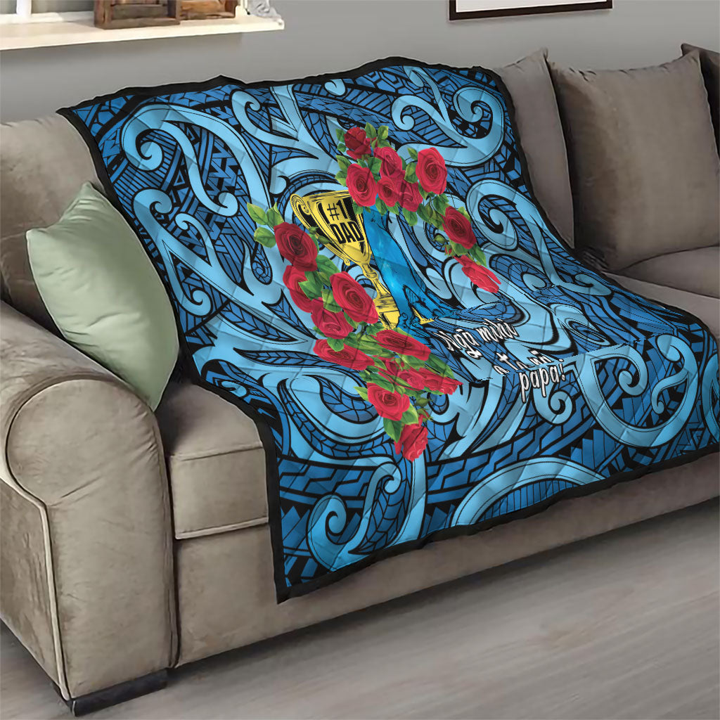 New Zealand Father's Day Quilt Best Dad Trophy Red Rose Maori Pattern LT22 - Polynesian Pride