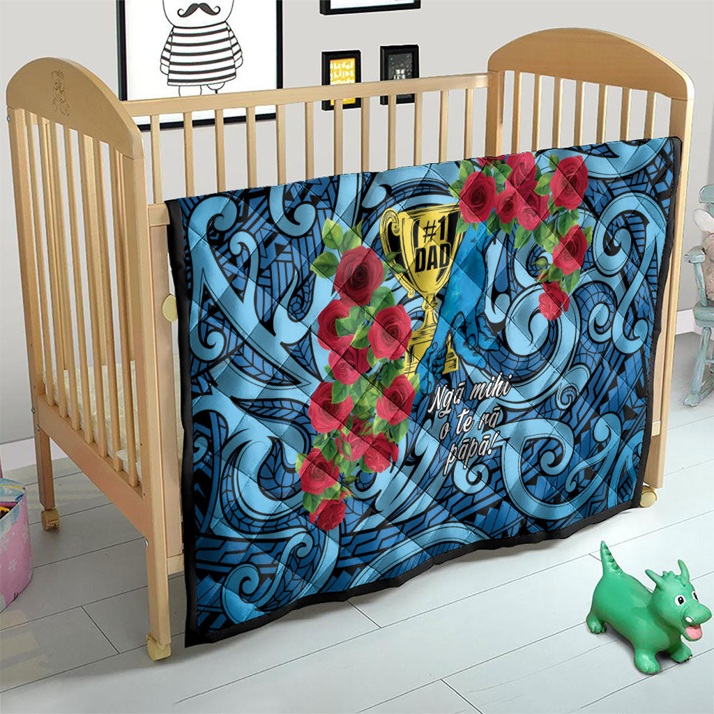 New Zealand Father's Day Quilt Best Dad Trophy Red Rose Maori Pattern LT22 - Polynesian Pride