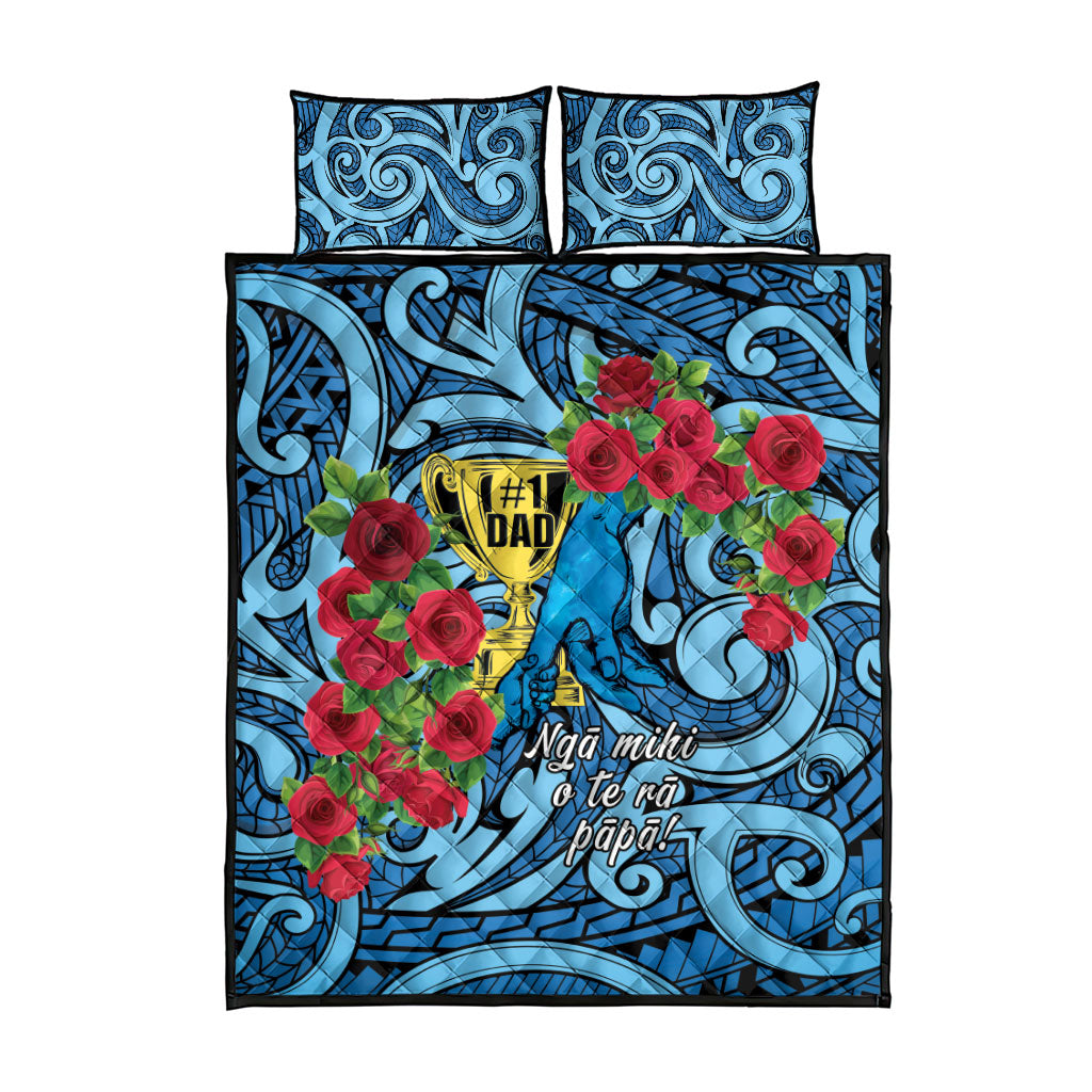 New Zealand Father's Day Quilt Bed Set Best Dad Trophy Red Rose Maori Pattern LT22 - Polynesian Pride