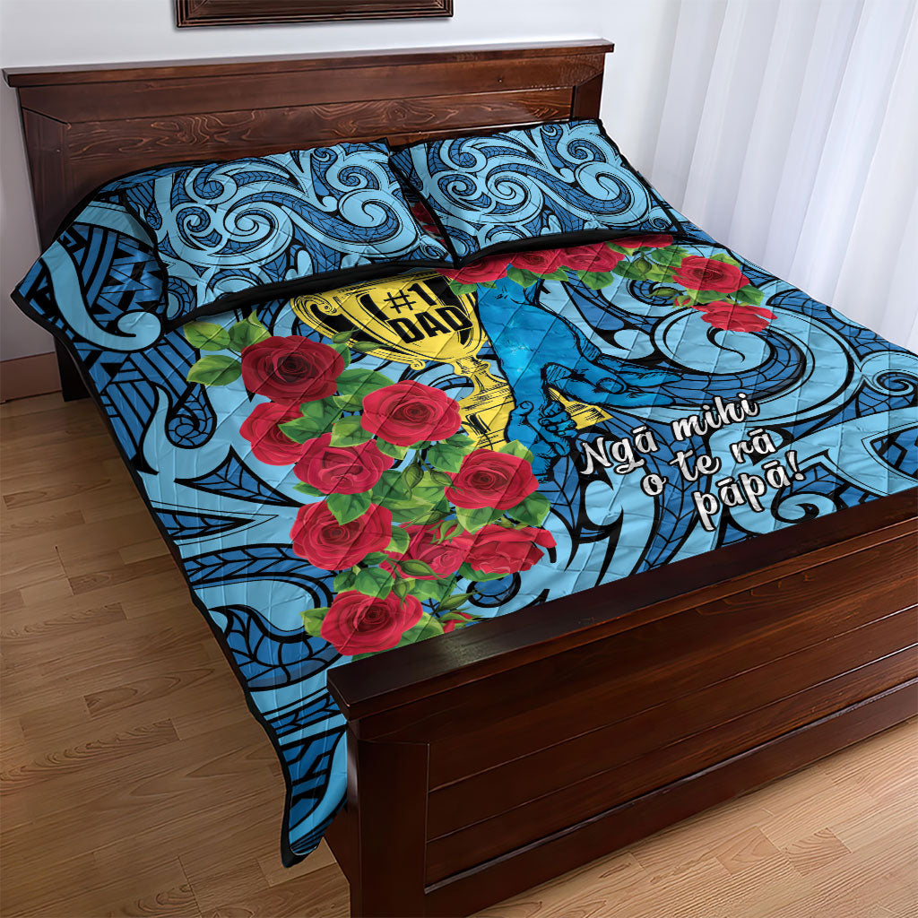 New Zealand Father's Day Quilt Bed Set Best Dad Trophy Red Rose Maori Pattern LT22 - Polynesian Pride