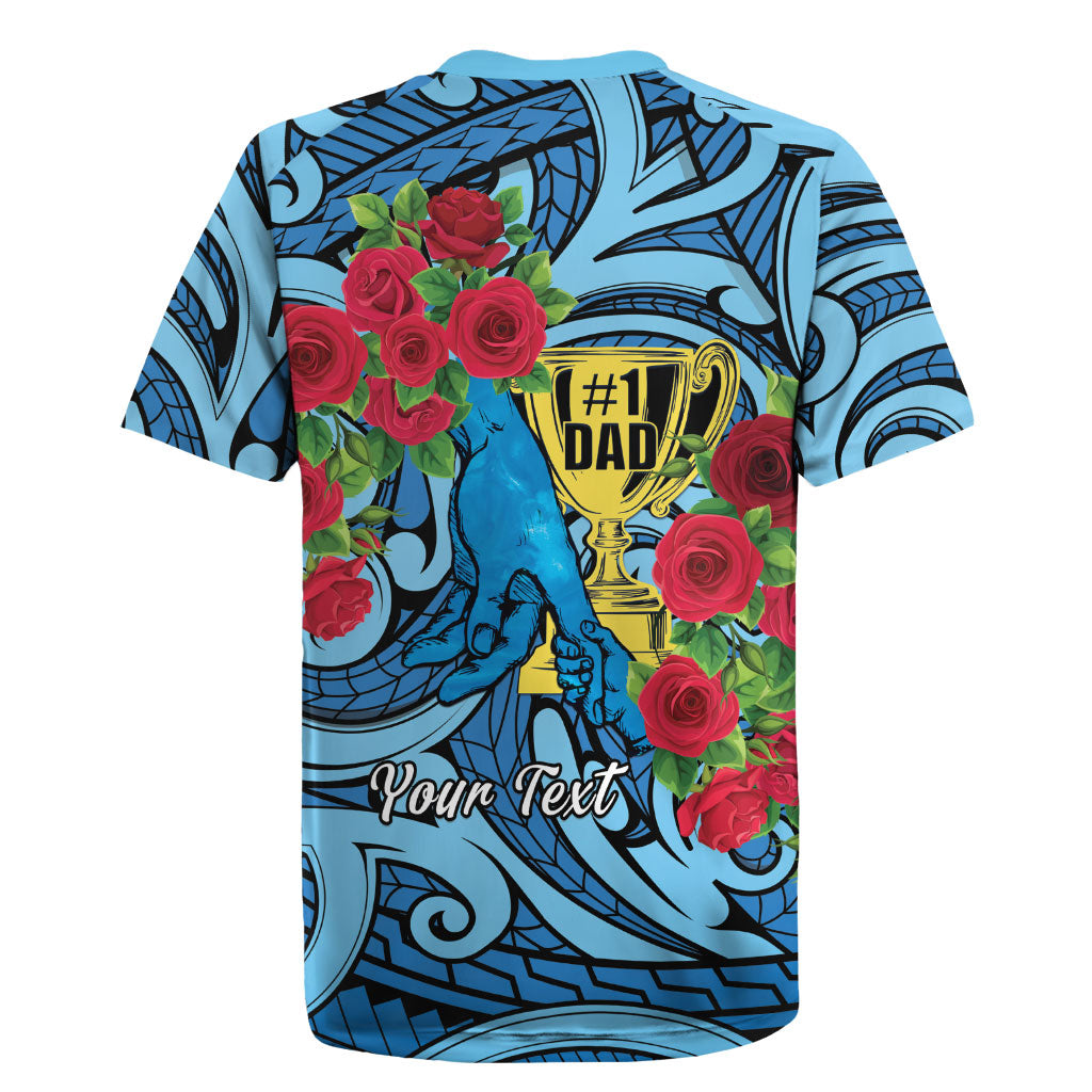 Personalised New Zealand Father's Day Rugby Jersey Best Dad Trophy Red Rose Maori Pattern LT22 - Polynesian Pride