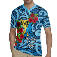 Personalised New Zealand Father's Day Rugby Jersey Best Dad Trophy Red Rose Maori Pattern LT22 - Polynesian Pride
