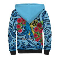 Personalised New Zealand Father's Day Sherpa Hoodie Best Dad Trophy Red Rose Maori Pattern LT22 - Polynesian Pride