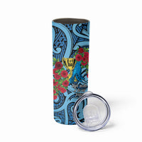 Personalised New Zealand Father's Day Skinny Tumbler Best Dad Trophy Red Rose Maori Pattern LT22 - Polynesian Pride