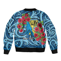 Personalised New Zealand Father's Day Sleeve Zip Bomber Jacket Best Dad Trophy Red Rose Maori Pattern LT22 - Polynesian Pride