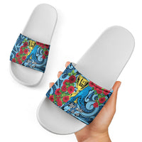 New Zealand Father's Day Slide Sandals Best Dad Trophy Red Rose Maori Pattern LT22 - Polynesian Pride