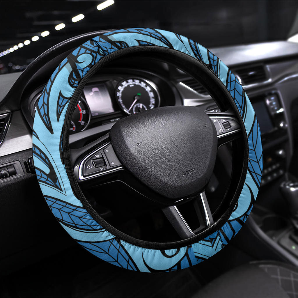 New Zealand Father's Day Steering Wheel Cover Best Dad Trophy Red Rose Maori Pattern