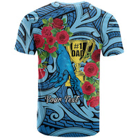 Personalised New Zealand Father's Day T Shirt Best Dad Trophy Red Rose Maori Pattern LT22 - Polynesian Pride