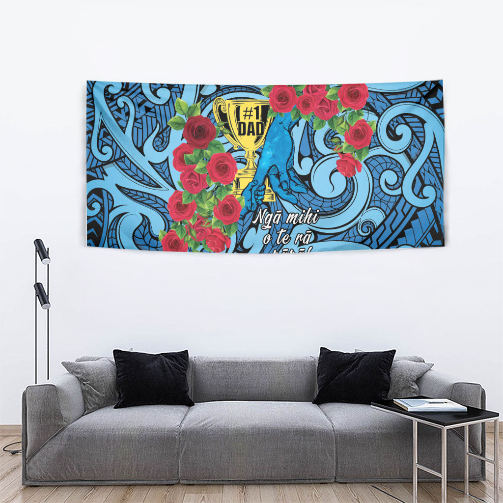 New Zealand Father's Day Tapestry Best Dad Trophy Red Rose Maori Pattern LT22 - Polynesian Pride