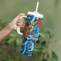 Personalised New Zealand Father's Day Tumbler With Handle Best Dad Trophy Red Rose Maori Pattern LT22 - Polynesian Pride