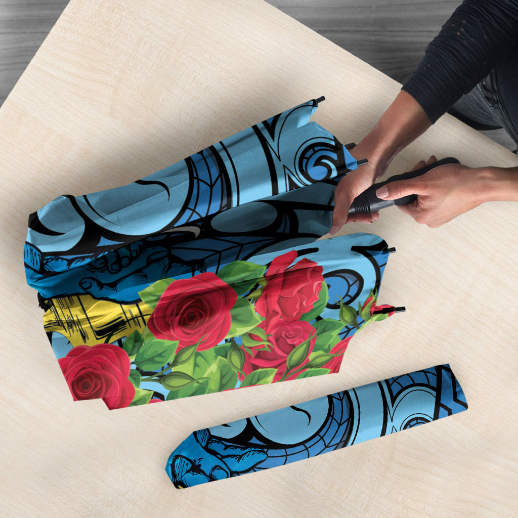 New Zealand Father's Day Umbrella Best Dad Trophy Red Rose Maori Pattern LT22 - Polynesian Pride