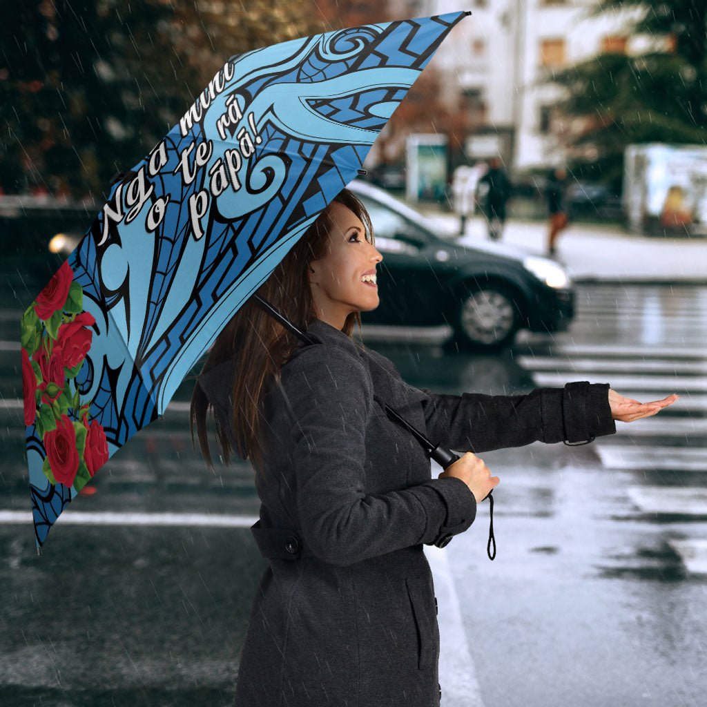 New Zealand Father's Day Umbrella Best Dad Trophy Red Rose Maori Pattern LT22 - Polynesian Pride