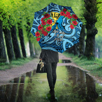 New Zealand Father's Day Umbrella Best Dad Trophy Red Rose Maori Pattern LT22 - Polynesian Pride