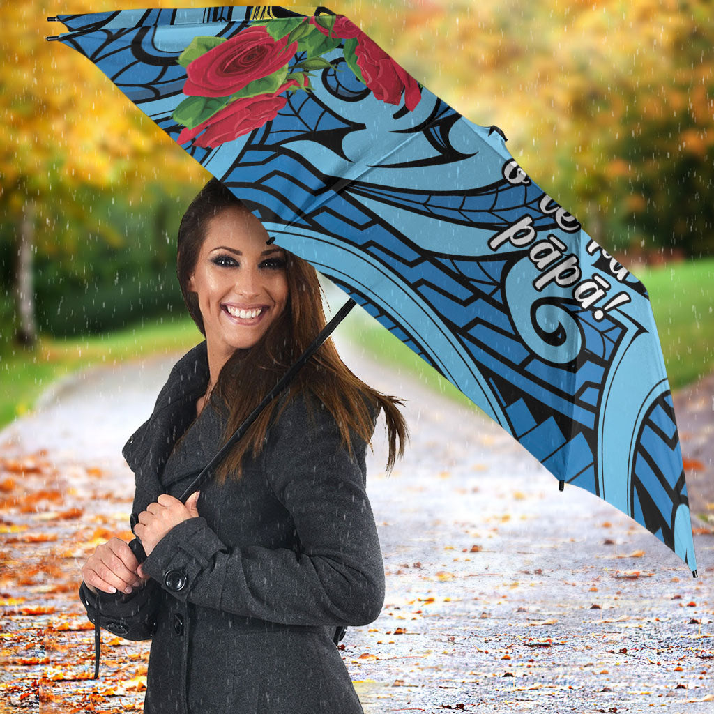 New Zealand Father's Day Umbrella Best Dad Trophy Red Rose Maori Pattern LT22 - Polynesian Pride