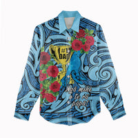 Personalised New Zealand Father's Day Women Casual Shirt Best Dad Trophy Red Rose Maori Pattern LT22 - Polynesian Pride