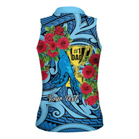 Personalised New Zealand Father's Day Women Sleeveless Polo Shirt Best Dad Trophy Red Rose Maori Pattern LT22 - Polynesian Pride