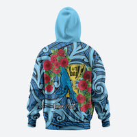 Personalised New Zealand Father's Day Zip Hoodie Best Dad Trophy Red Rose Maori Pattern LT22 - Polynesian Pride