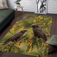 New Zealand Kaka Bird Area Rug Kowhai Flower Landscape Style