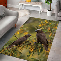 New Zealand Kaka Bird Area Rug Kowhai Flower Landscape Style