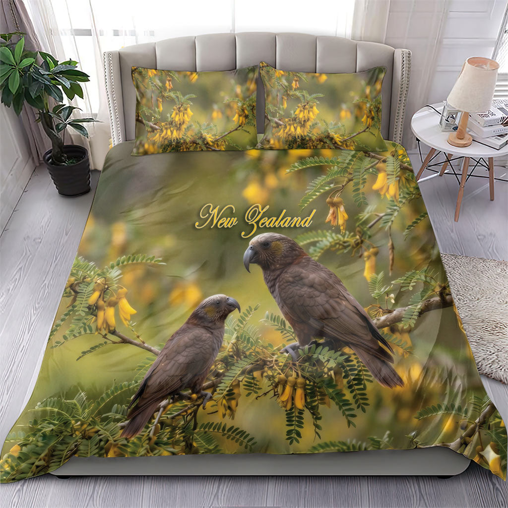 New Zealand Kaka Bird Bedding Set Kowhai Flower Landscape Style LT22 - Polynesian Pride