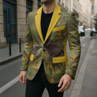 New Zealand Kaka Bird Blazer Kowhai Flower Landscape Style